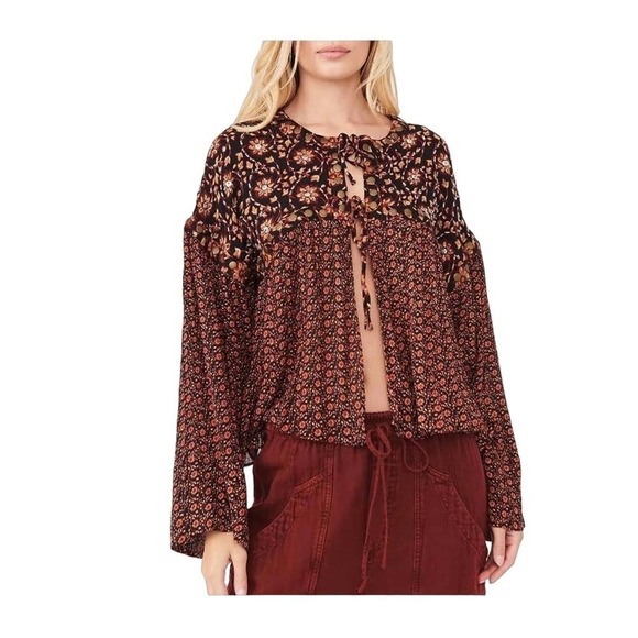 NWT Free people Women's Malia Babydoll Jacket top sz Large - Picture 1 of 8